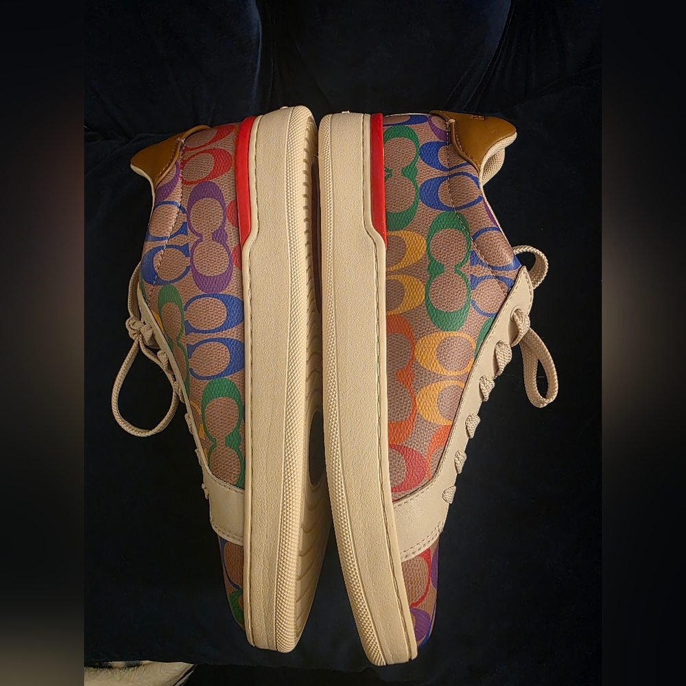 NWOT COACH Lowline Low Top Sneaker in Rainbow Signature Canvas Size US 10B - Picture 7 of 10
